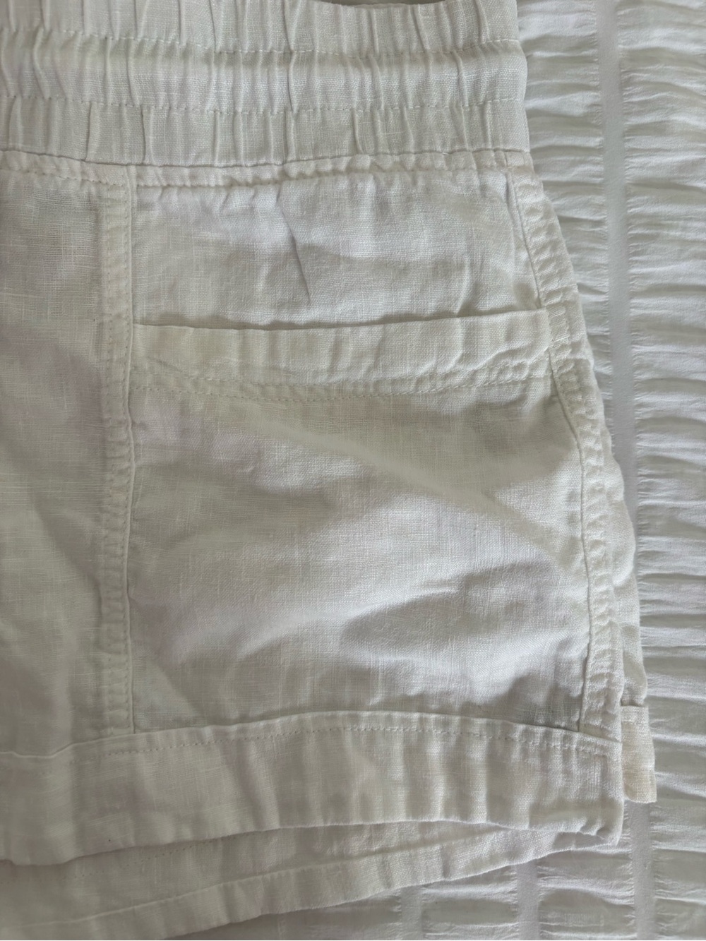 Athleta Cabo Linen White Drawstring Shorts - Picture 4 of 4